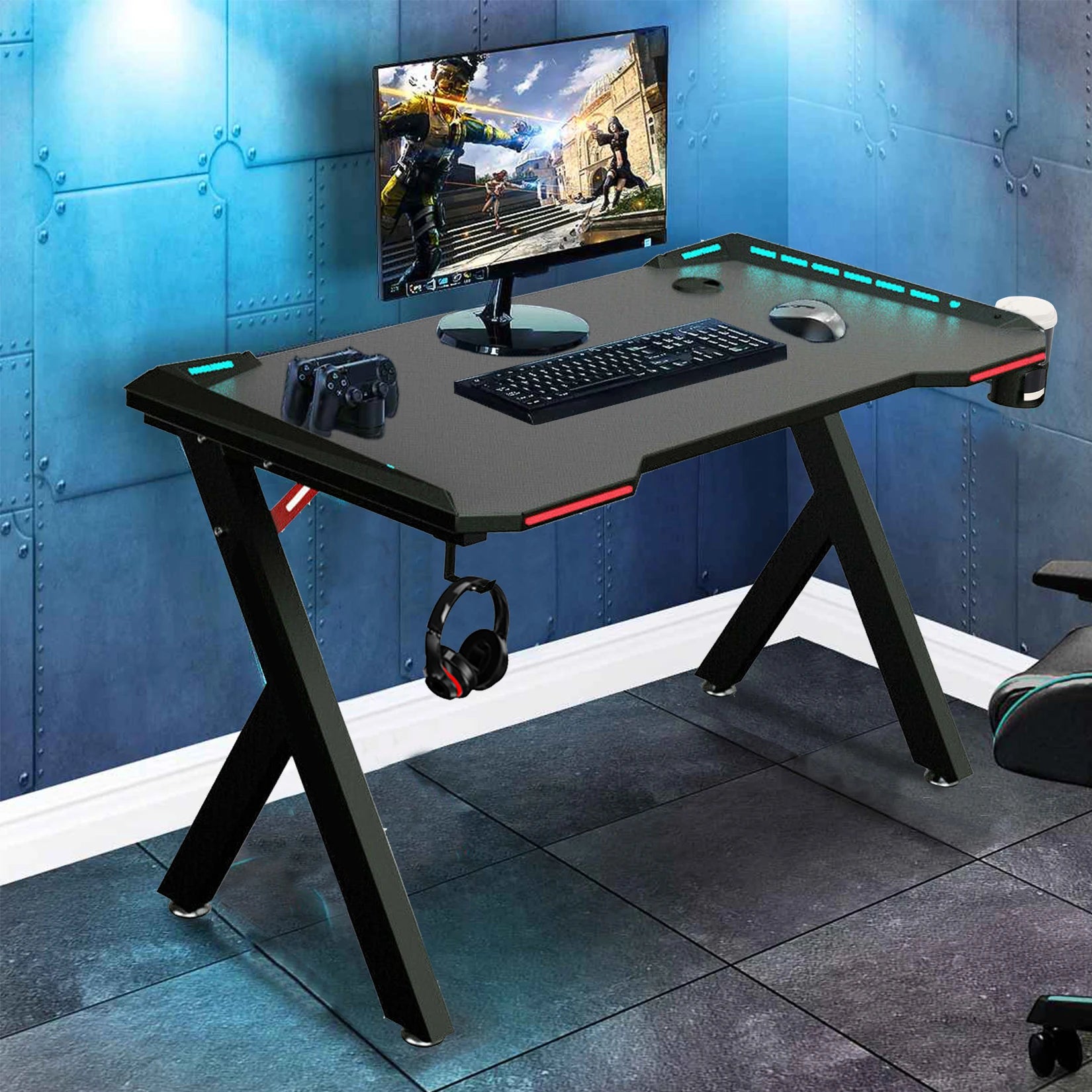 PC Gaming Desk with RGB LED Lights