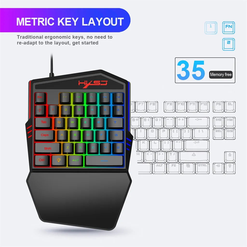 35 Keys Portable One-handed Keyboard & Mouse