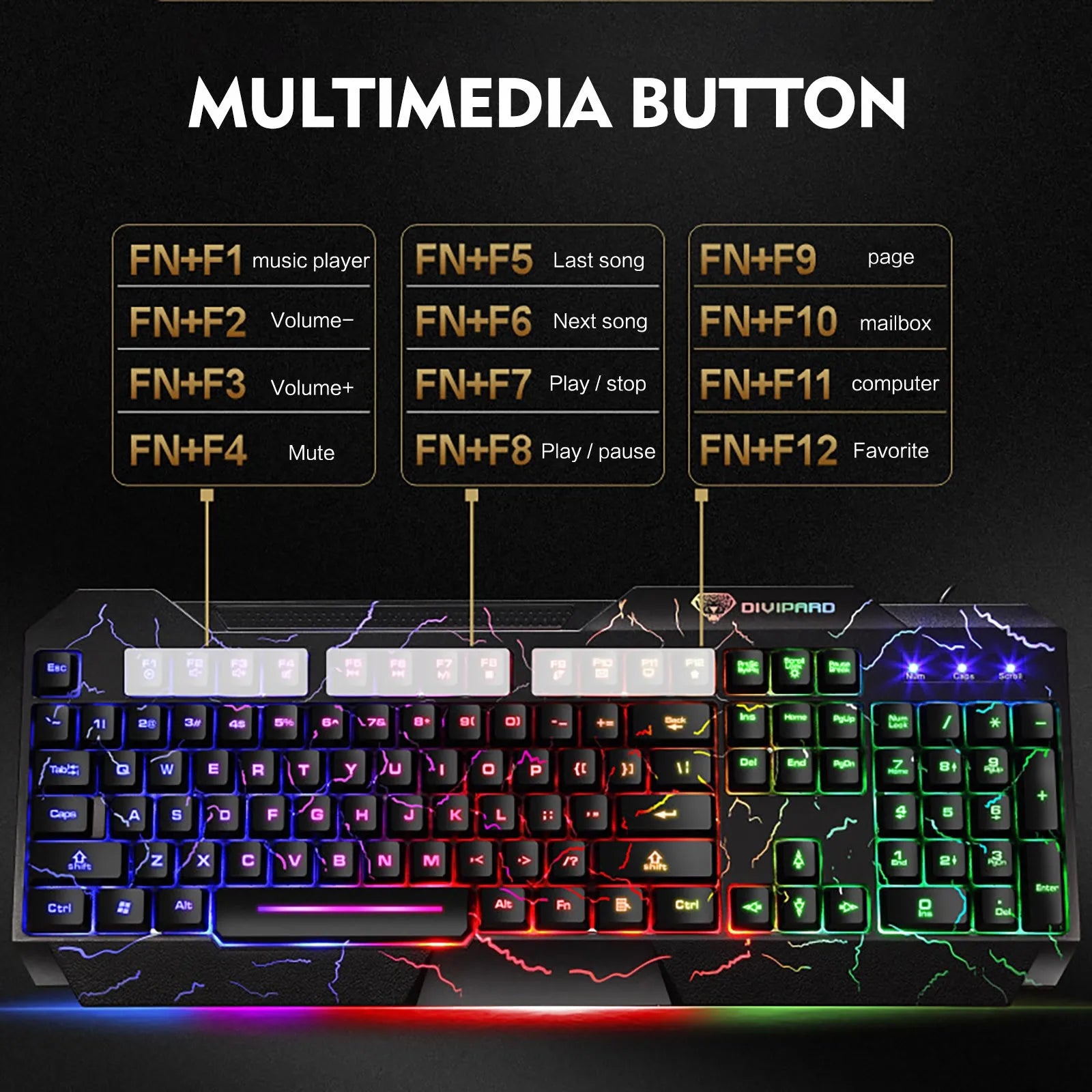 Wired Gaming Keyboard With RGB Lights