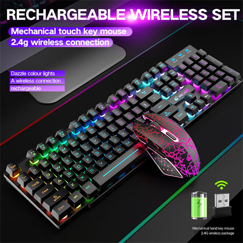LED Rechargeable Wireless Gaming Keyboard & Mouse Set