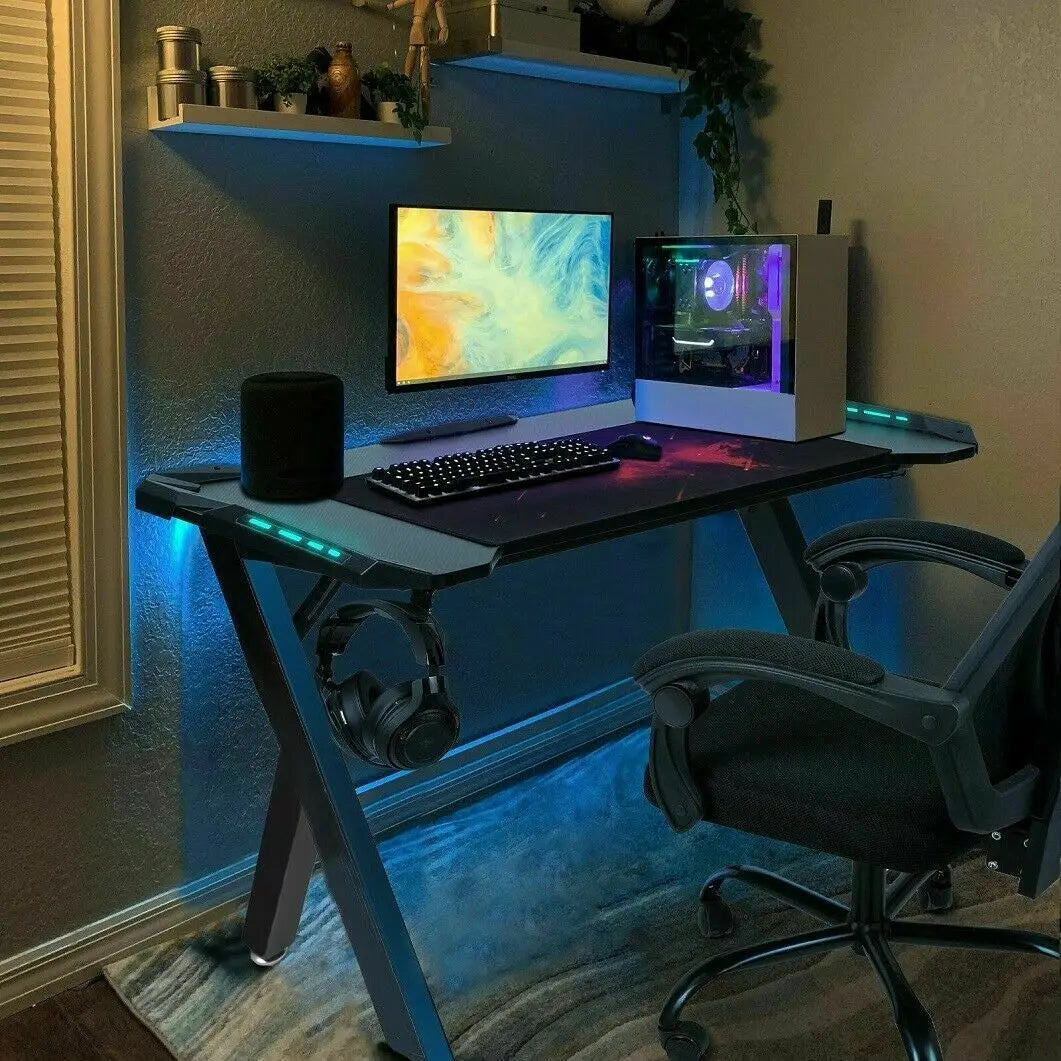 PC Gaming Desk with RGB LED Lights